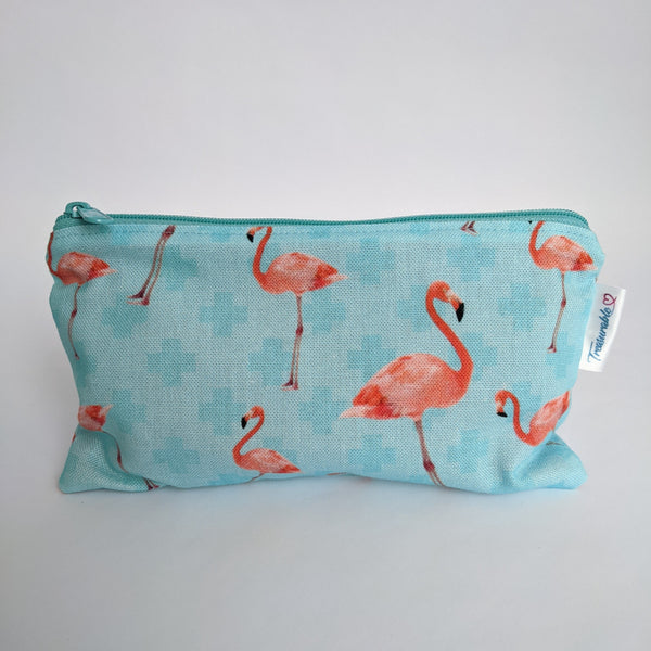 Blue Flamingo Fabric Pencil Case