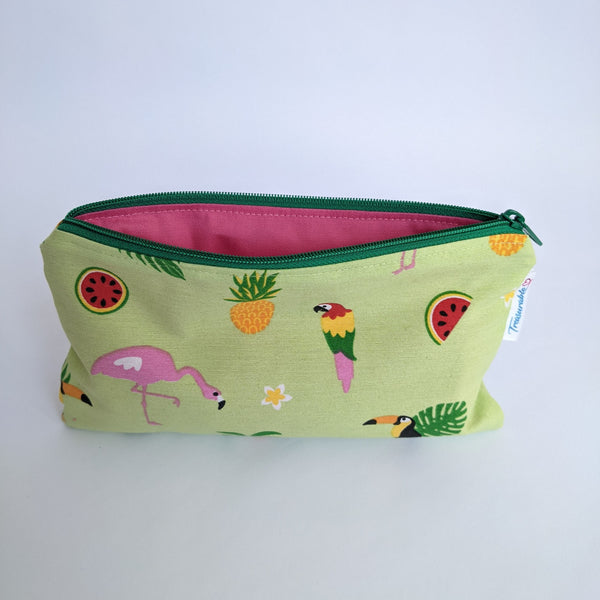 Unzipped Tropical Fabric Pencil Case