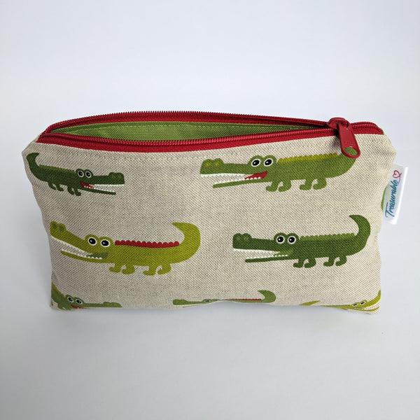 Unzipped Crocodile Fabric Pencil Case