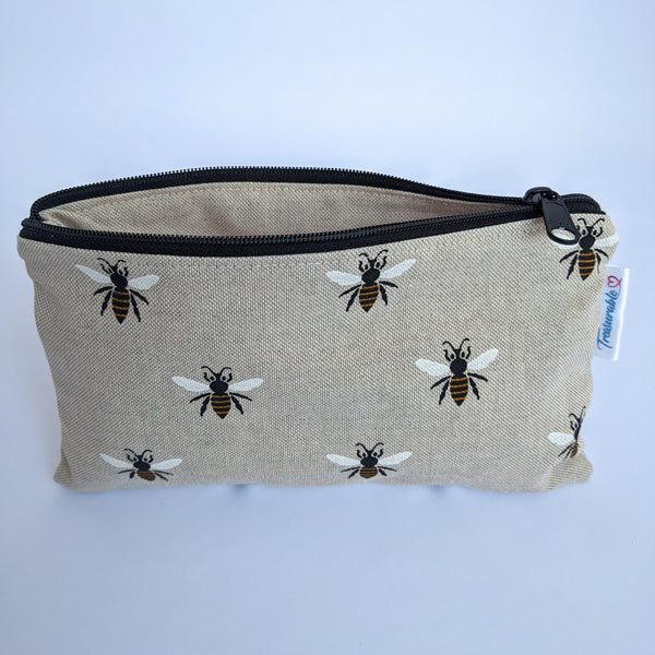 Unzipped Bees Fabric Pencil Case