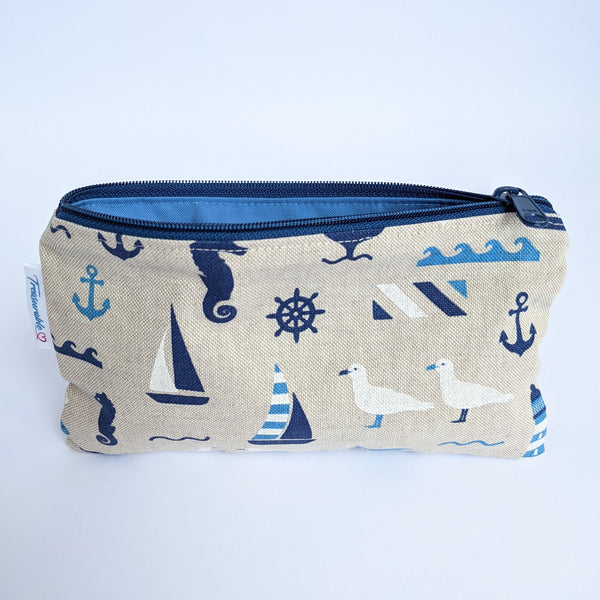 Unzipped Nautical Fabric Pencil Case