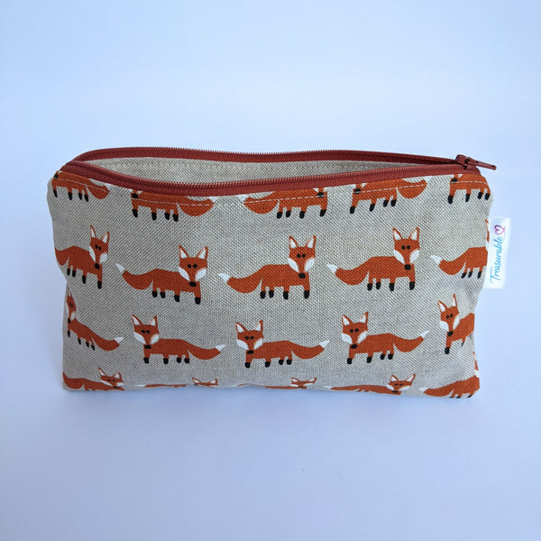 Unzipped Foxes Fabric Pencil Case