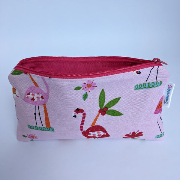 Unzipped Pink Flamingo Fabric Pencil Case