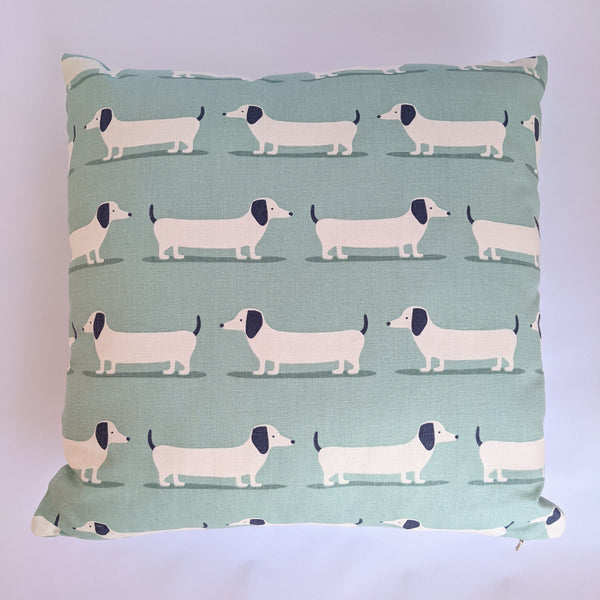 Duck Egg Dachshund Patterned 18" Cushion with Insert