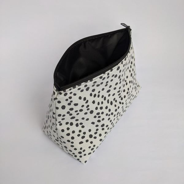 Unzipped, Medium Lightweight Oilcloth Pouch, Wipeable with Black Lining