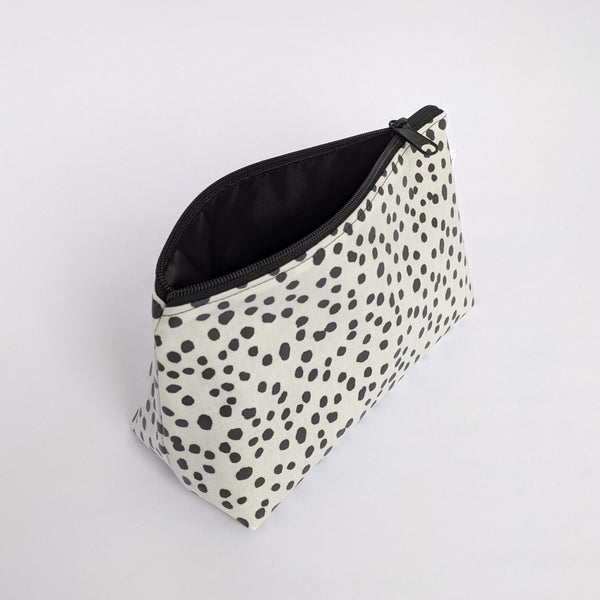 Unzipped, Small Lightweight Oilcloth Pouch, Wipeable with Black Lining