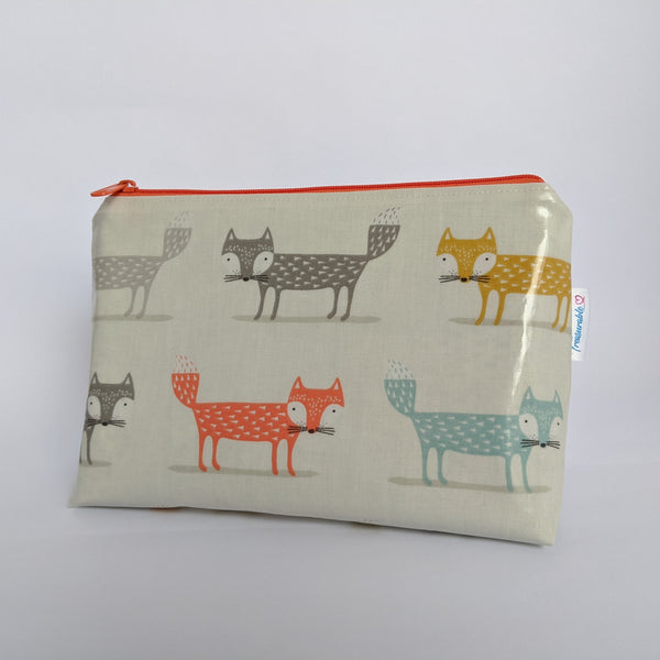 Medium Orange Oilcloth Bag, Cosmetic Bag, Wash Bag  and Toiletry Bag