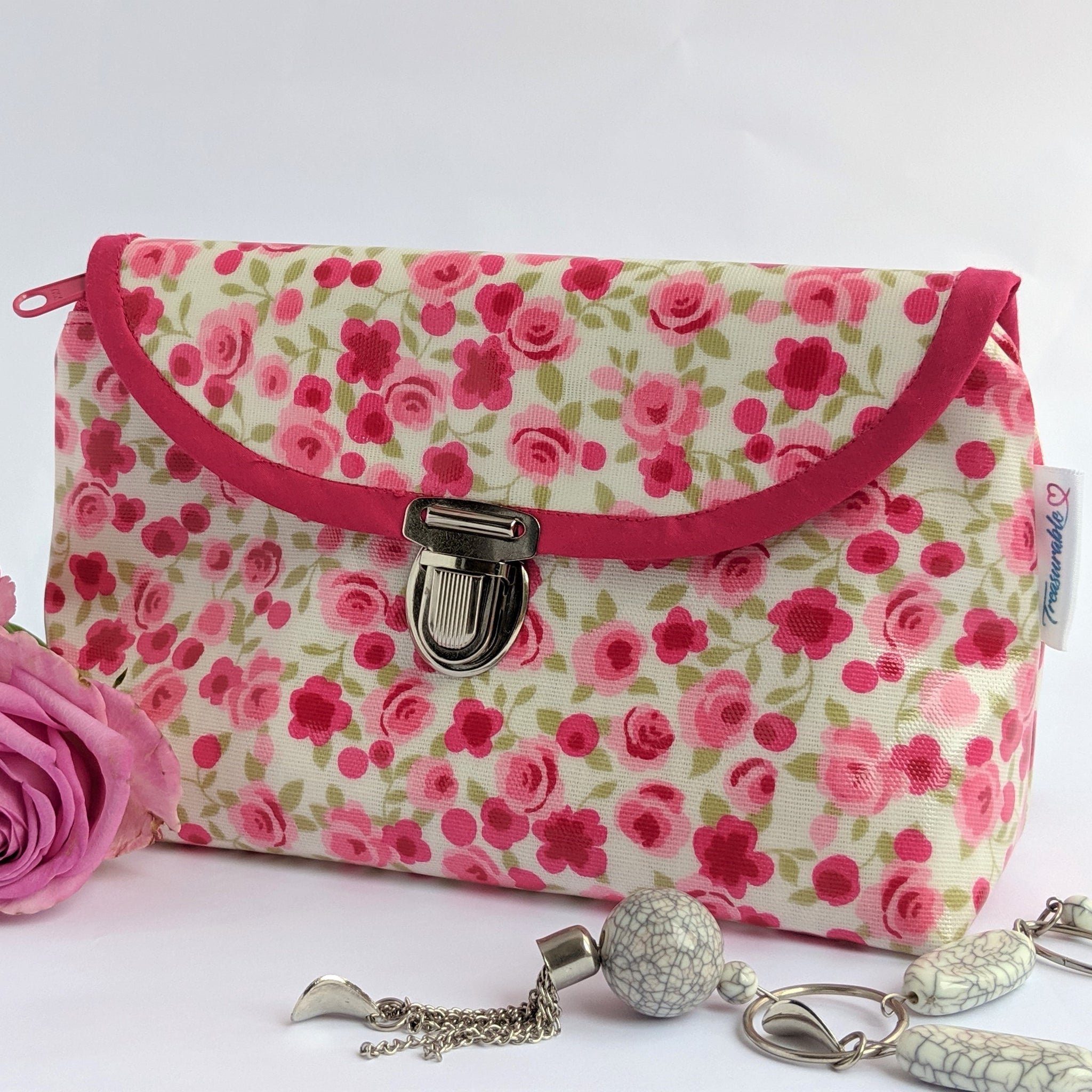 Pink Floral Brush Bag